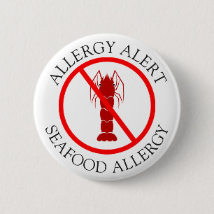 Badge Rond 5 Cm Bouton Alerte d'allergie aux fruits de mer