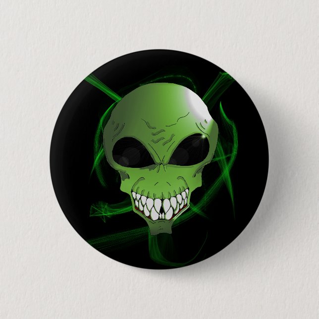 Badge Rond 5 Cm Bouton alien vert (Devant)