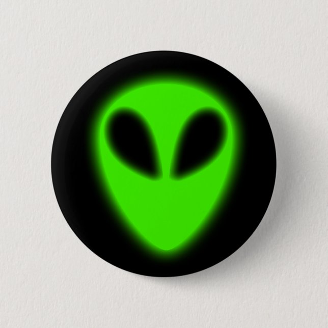 Badge Rond 5 Cm Bouton Alien vert brillant (Devant)