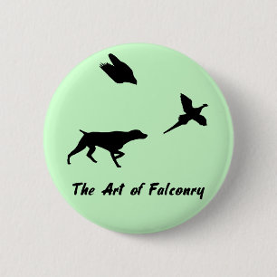 Badge Rond 5 Cm Bouton allemand Shorthair Pointer et Falconry