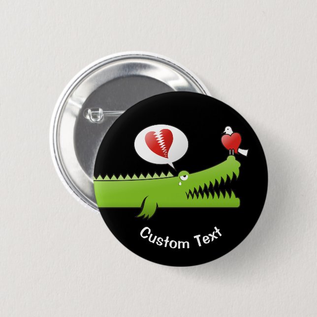 Badge Rond 5 Cm Bouton Alligator dans l'amour (Devant & derrière)