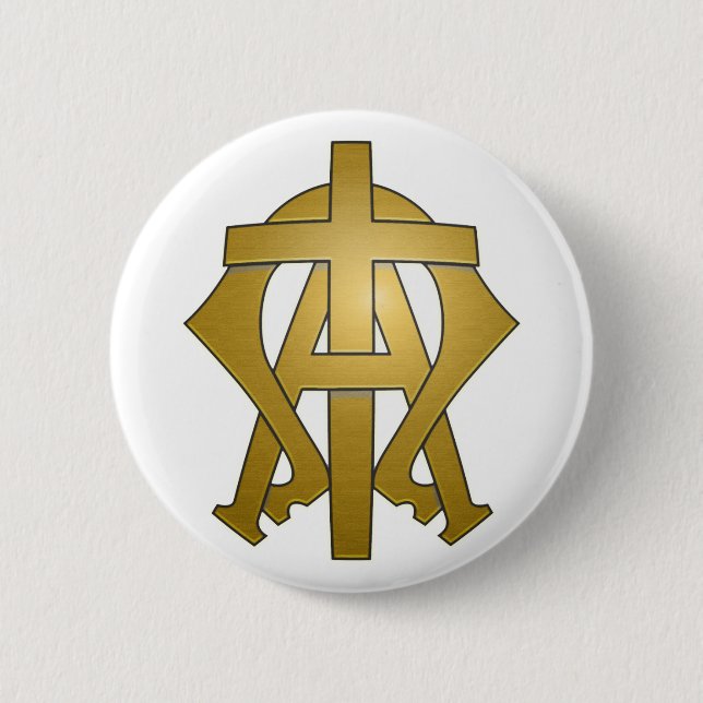 Badge Rond 5 Cm Bouton Alpha et Oméga (Devant)