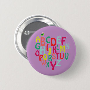 Badge Rond 5 Cm Bouton Alphabet
