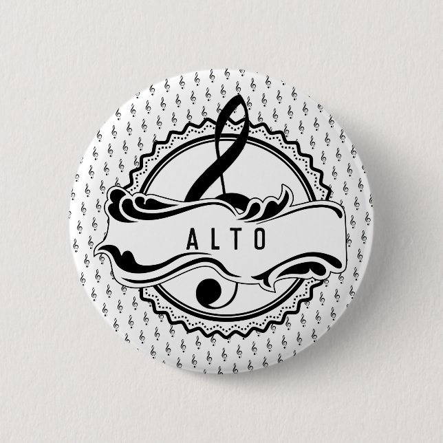 Badge Rond 5 Cm Bouton Alto Singer Musical Note (Devant)