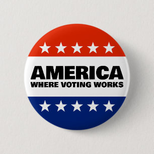 Badge Rond 5 Cm Bouton America, Where Voting Works