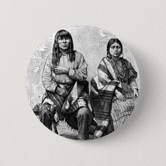 Badge Rond 5 Cm Bouton Amérindiens (Devant)