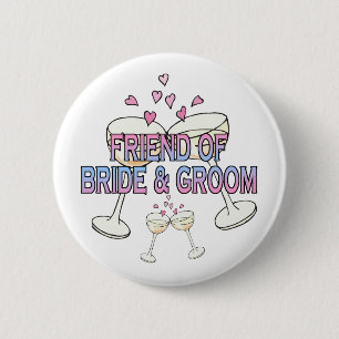 Badge Rond 5 Cm Bouton :  Ami de jeune mariée et de marié