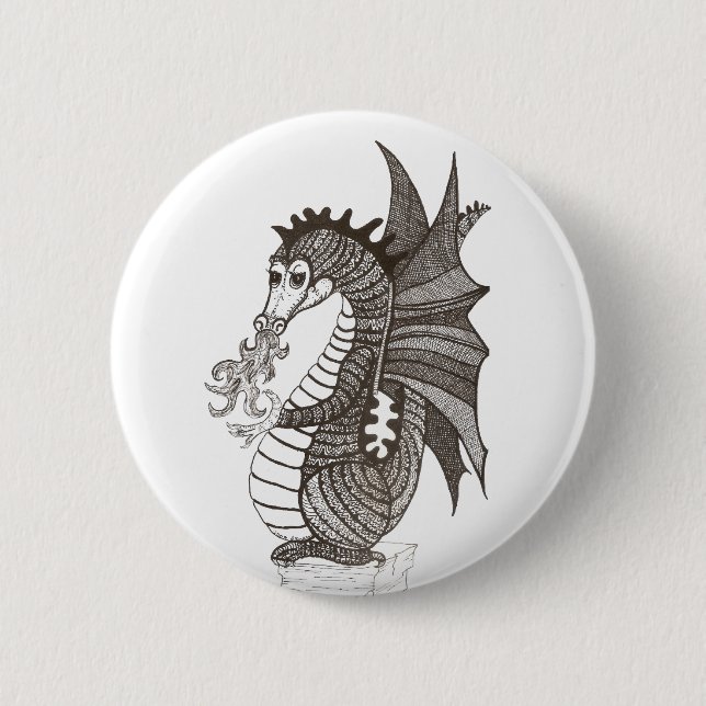 Badge Rond 5 Cm Bouton amical de dragon (Devant)