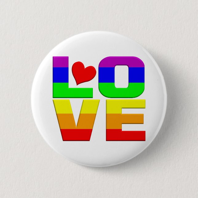 Badge Rond 5 Cm Bouton Amour arc-en-ciel (Devant)