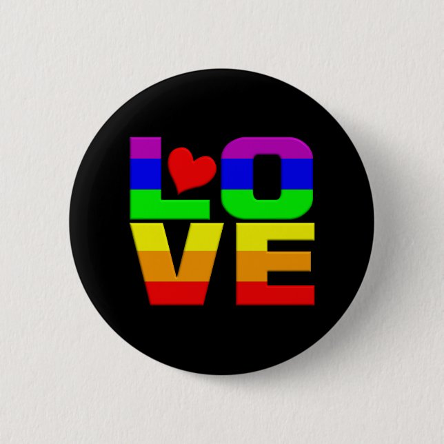 Badge Rond 5 Cm Bouton Amour arc-en-ciel (Devant)