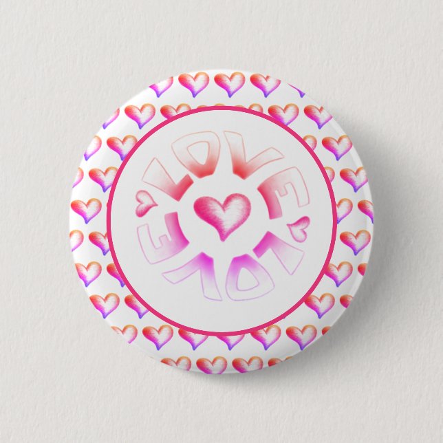 Badge Rond 5 Cm Bouton Amour Bright Hearts (Devant)