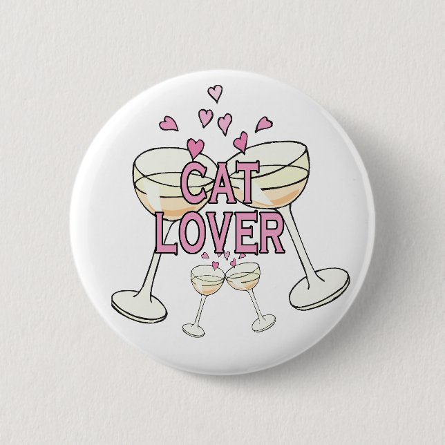Badge Rond 5 Cm Bouton : Amoureux des chats (Devant)