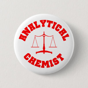 Badge Rond 5 Cm Bouton analytique de chimiste (rouge)