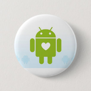 Badge Rond 5 Cm Bouton androïde de coeur