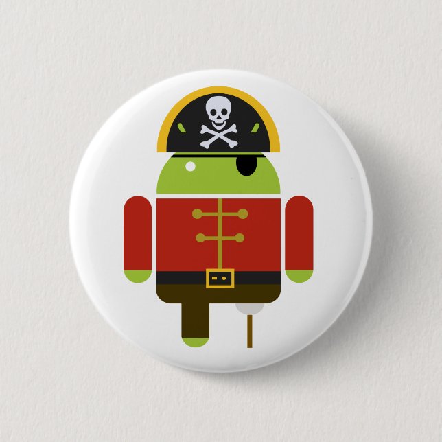 Badge Rond 5 Cm Bouton androïde de pirate (Devant)