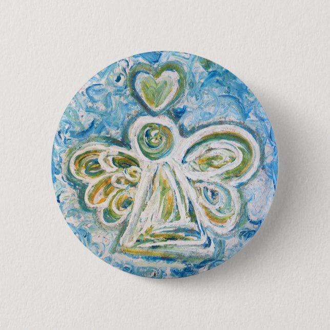 Badge Rond 5 Cm Bouton Angel bleu or (Devant)