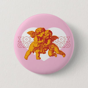 Badge Rond 5 Cm Bouton Angel Heart
