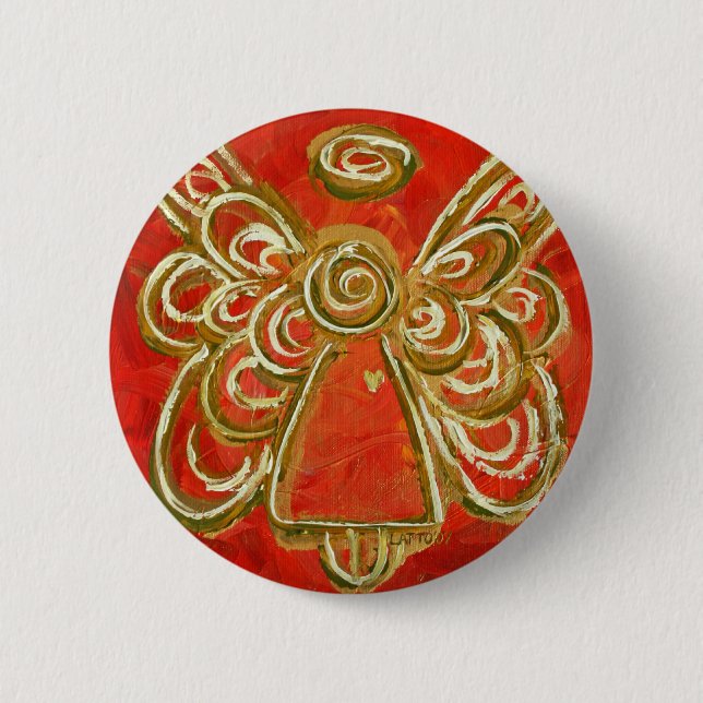 Badge Rond 5 Cm Bouton Angel rouge (Devant)