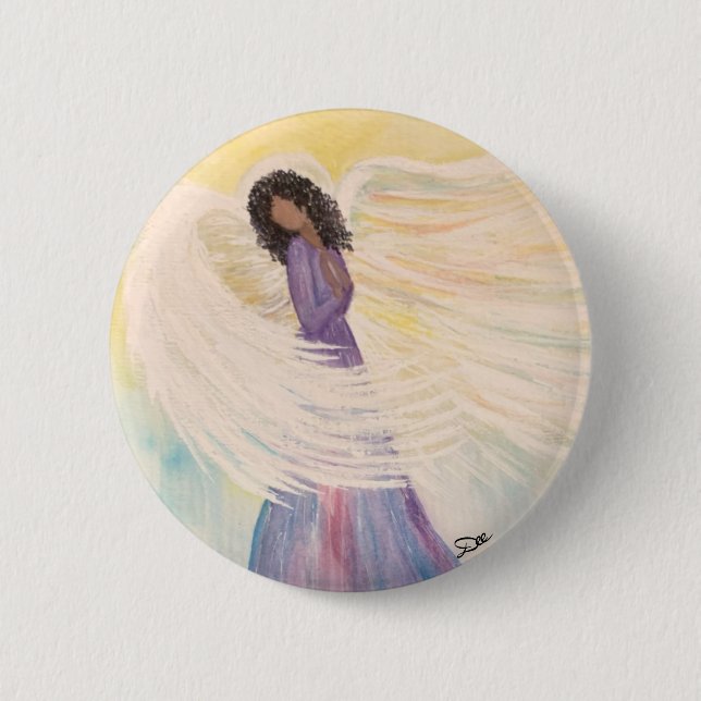 Badge Rond 5 Cm Bouton Angel Wings (Devant)