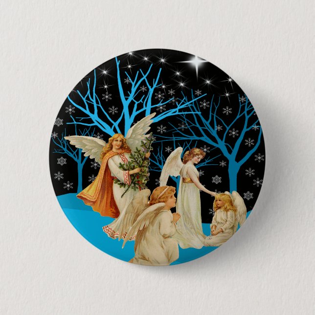 Badge Rond 5 Cm Bouton Angels d'hiver (Devant)