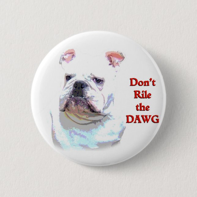 Badge Rond 5 Cm Bouton anglais blanc de bouledogue (Devant)