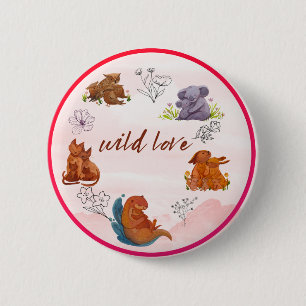 Badge Rond 5 Cm Bouton animal d'amour sauvage