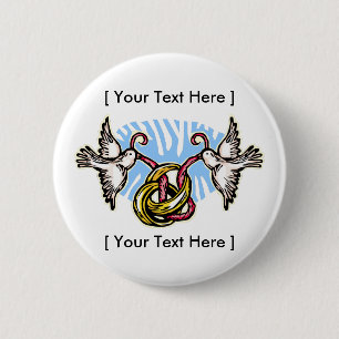 Badge Rond 5 Cm Bouton : Anneaux et colombes