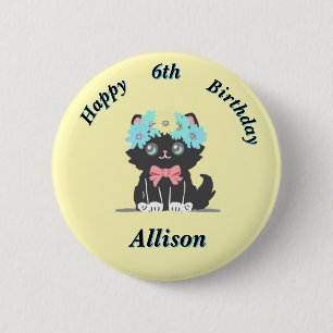 Badge Rond 5 Cm Bouton Anniversaire Kitty Cute