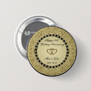 Badge Rond 5 Cm Bouton Anniversaire Mariage d'or