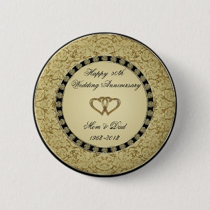 Badge Rond 5 Cm Bouton Anniversaire Mariage d'or