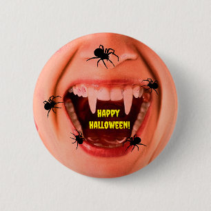 Badge Rond 5 Cm Bouton Araignées d'Halloween