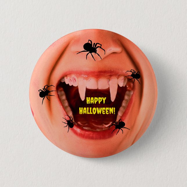 Badge Rond 5 Cm Bouton Araignées d'Halloween (Devant)