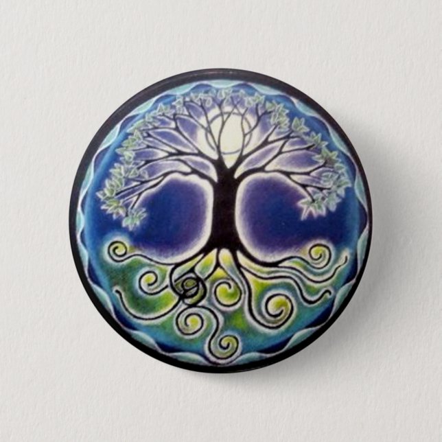 Badge Rond 5 Cm Bouton Arborescence de la Pleine lune de vie (Devant)