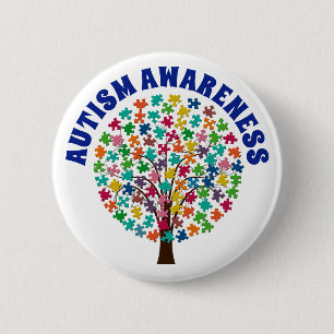Badge Rond 5 Cm Bouton Arborescence des pièces de puzzle Sensibil
