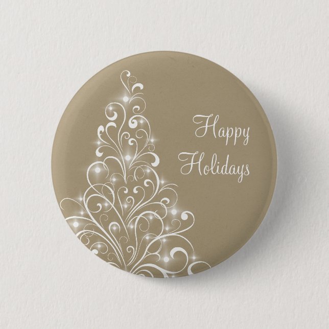 Badge Rond 5 Cm Bouton Arbre de Noël, Latte (Devant)