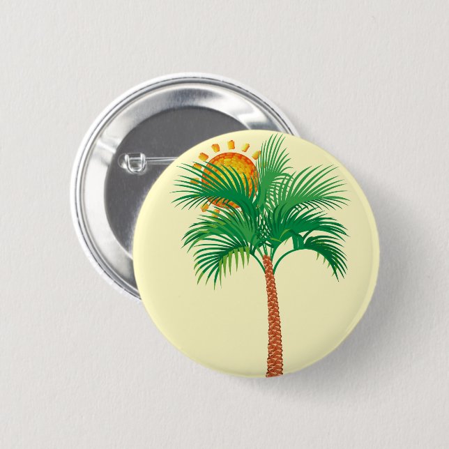 Badge Rond 5 Cm Bouton Arbre de palme (Devant & derrière)