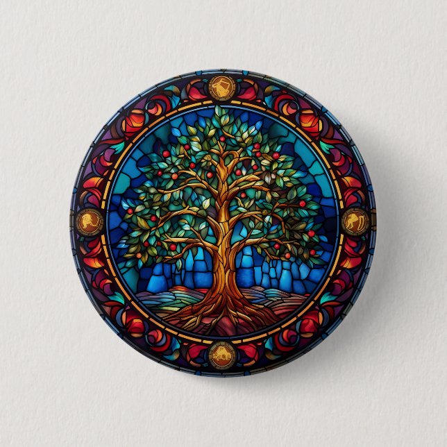 Badge Rond 5 Cm Bouton Arbre de vie (Devant)