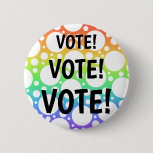 Badge Rond 5 Cm Bouton Arc-en-ciel VOTE Pin