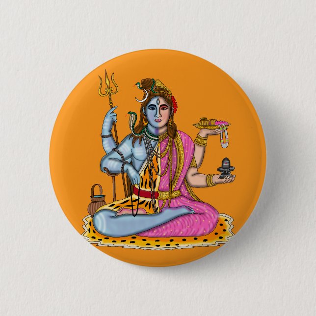 Badge Rond 5 Cm Bouton Ardhanarishvara (Devant)