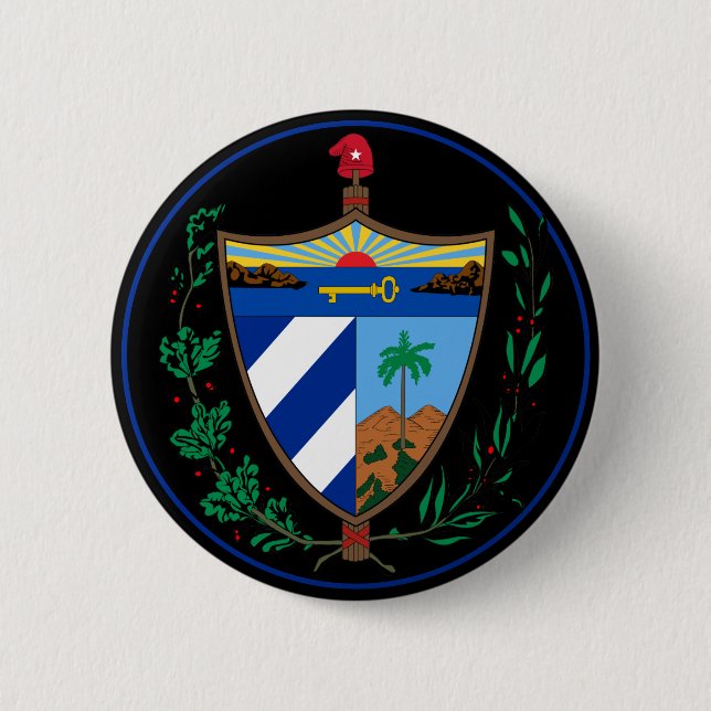 Badge Rond 5 Cm bouton armoiries de cuba (Devant)