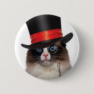 Badge Rond 5 Cm Bouton arrière de Pin de chat de Steampunk