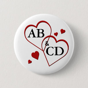 Badge Rond 5 Cm Bouton arrière Modèle deux coeurs