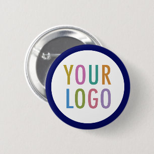 Badge Rond 5 Cm Bouton arrière personnalisé bleu avec logo Aucun m