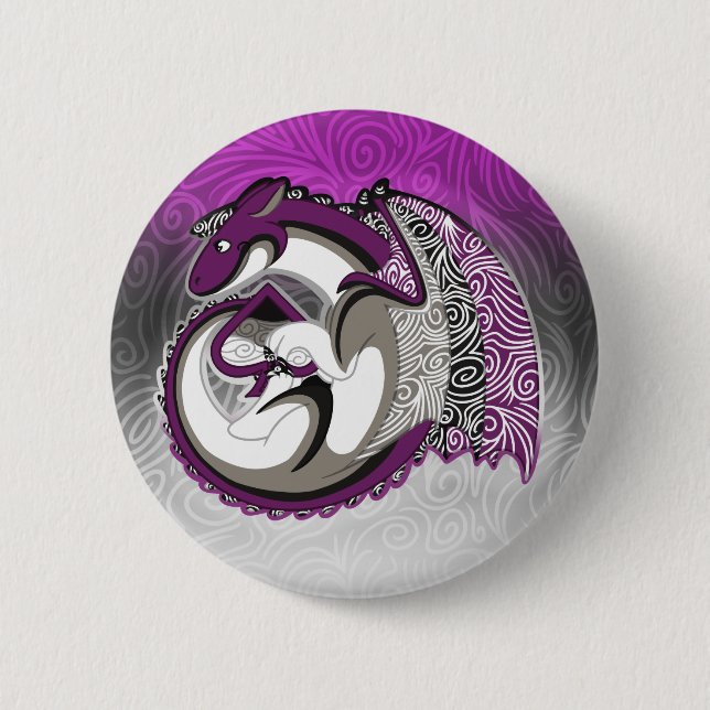 Badge Rond 5 Cm Bouton asexuel de dragon de fierté (Devant)