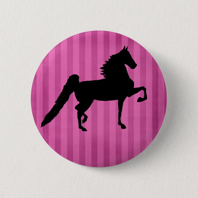Badge Rond 5 Cm Bouton assez rose de Saddlebred d'Américain (Devant)