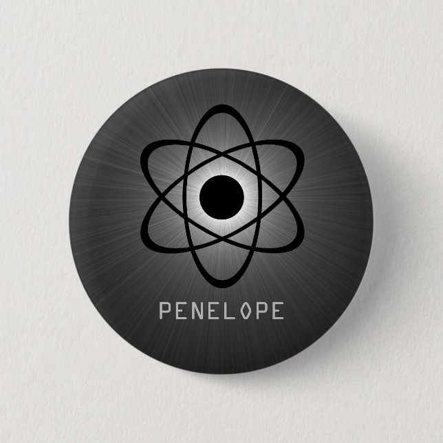 Badge Rond 5 Cm Bouton atomique Nerdy, gris (Devant)
