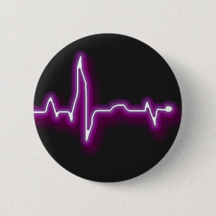 Badge Rond 5 Cm Bouton au néon d'ECG