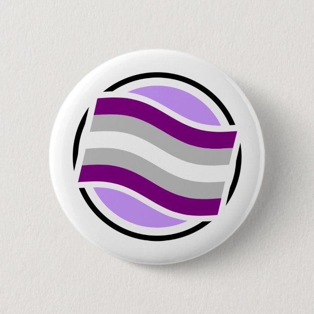 Badge Rond 5 Cm bouton automatique Gris-asexuel d'icône de (Devant)
