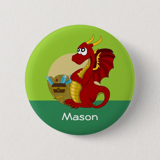 Badge Rond 5 Cm Bouton avec dessin animé de dragon (Devant)