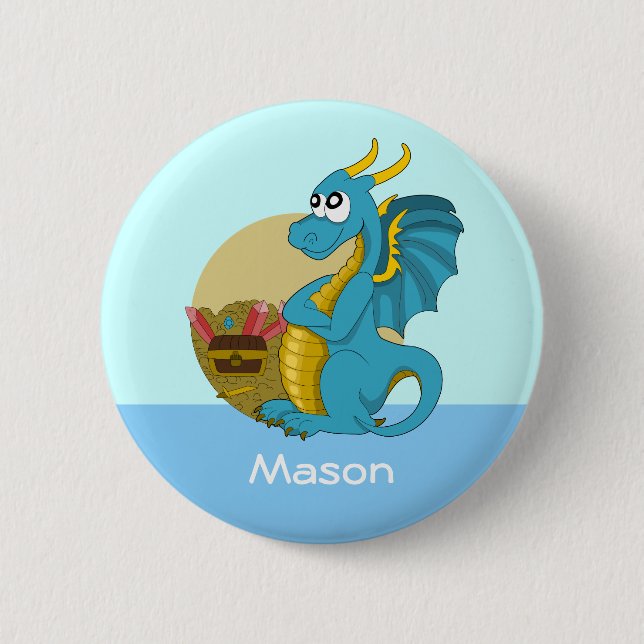 Badge Rond 5 Cm Bouton avec dessin animé du dragon (Devant)